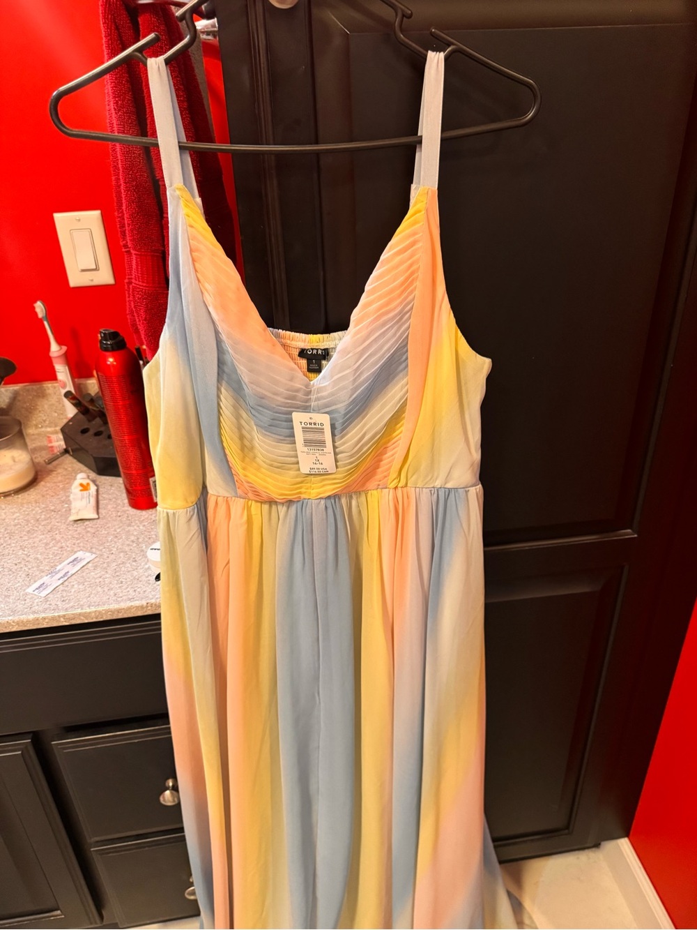 torrid Pastel Ombre Maxi Dress in Yellow, Blue, Pink